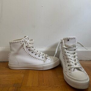 STUART WEITZMAN White Pearl Ollie Platform Sneakers in Size 8